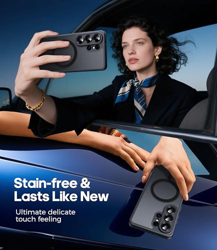 Opkiegrn Magnetisch für Samsung Galaxy S26 Ultra Hülle mit 2 Schutzfolie Kompatibel mit MagSafe, Vollständiger Kameraschutz, Stoßfest Transluzente Matt Schutzhülle Samsung S26 Ultra 5G, Schwarz 6