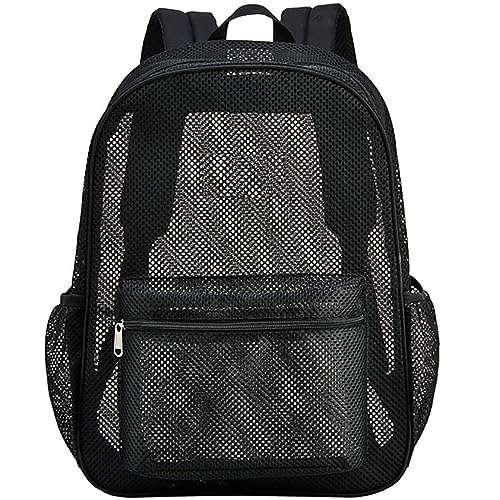 TERRIFI Mesh Backpack,See Through Mesh Bookbag Semi-transparent Student Backpack for Swimming Beach Outdoor Sports