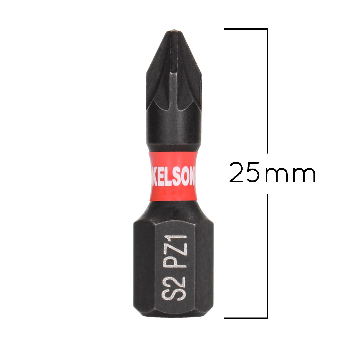 KELSON 15pcs PZ1 25mm Pozi 1 Impact Rated Screwdriver Bits 1/4" Universal, Black - Image 2