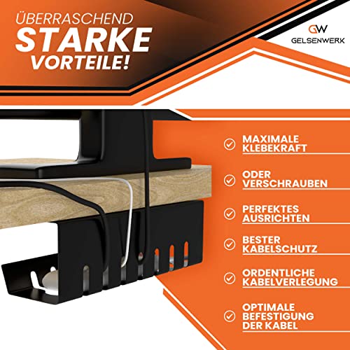 GELSENWERK® Kabelkanal Schreibtisch Schwarz OHNE Bohren fürs Kabelmanagement - Kabelwanne inkl. Kabelschlauch für saubere Kabelführung am Schreibtisch - Kabelmanagement Schreibtisch