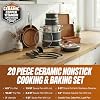 GOTHAM STEEL 20 Pc Ceramic Cookware Set, Copper Pots and Pans Set Non Stick with Bakeware, Cooking Utensils, and Steamer, Oven and Dishwasher Safe