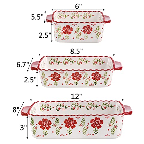 Coloch 3 Pack Ceramic Baking Dishes, Rectanglar Bakeware Set Hand-Painted Lasagna Pan Porcelain Serving Bakeware For Pasta thumb #1