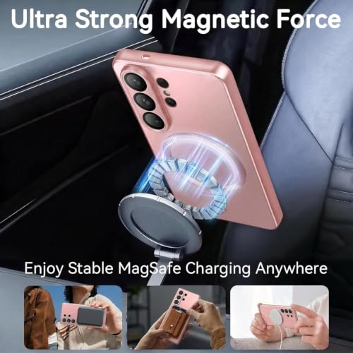 Image of MagPro Metallic Finish Case for Samsung Galaxy S26 Ultra | MagSafe Compatible Magnetic Cover, Matte Luxury Metallic, Shockproof TPU, Camera Lens Guard, Wireless Charging Compatible Rose Pink