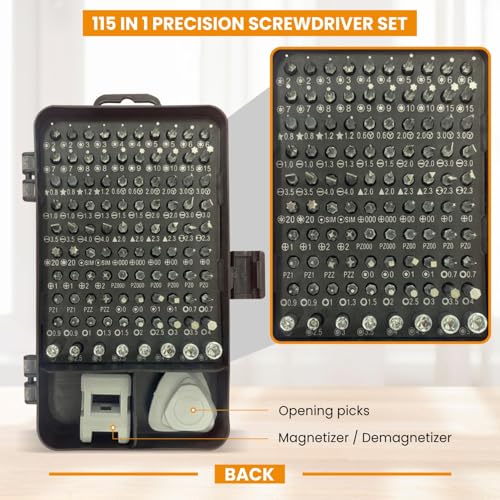 Image of Dyazo 115-in-1 Precision Screwdriver Set | Professional Magnetic Wrench Bits Repair Tool Kit with Portable Case for Electronics, Mobile, Laptop, PC, Watch, Game Console & DIY Household Repairs (Black)