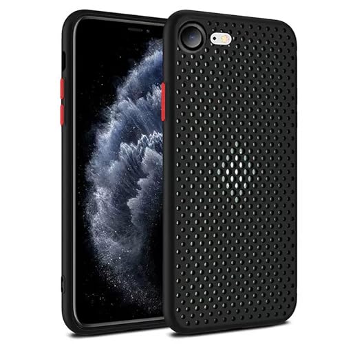Luoiwei iPhone16e 用 ケース メッシュ 超スリムな メッシュ 通気性 放熱 冷却 アイフォン16e スマホケース カバー バンパー TPU 耐衝撃 防衝撃 擦り傷防止 滑り止め 軽量 薄型 (ブラック)
