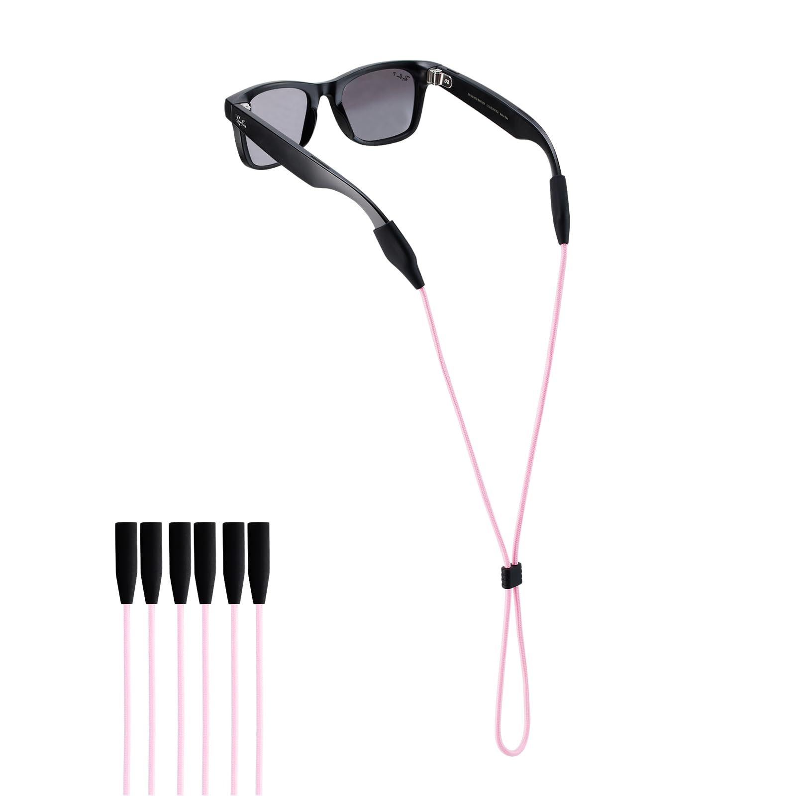 - TBATAIL Glasses Strap for Ray-Ban Meta & Wide Frame Glasses – 3pcs Adjustable Sunglasses Straps Cords for Men Women kids-Eye Glasses Holders Around Neck, Lanyard String Chain Rope for Sports(Pink)