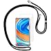 Produktbild Yohii Handykette hülle für Xiaomi Redmi Note 9S/9 Pro + Panzerglas, Hülle mit Kordel zum Umhängen Necklace Hülle mit Band Transparent Silikon TPU Schutzhülle, Case für Xiaomi Redmi Note 9S - Schwarz