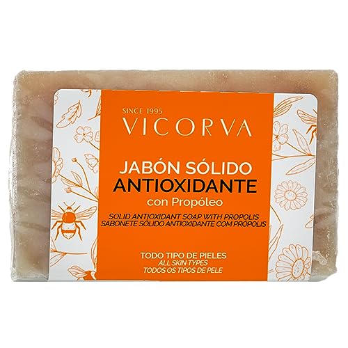 Vicorva | Jabón Sólido Propóleo Pastilla 100 gr | Hidratante | Antioxidante | Hecho en España | Ingredientes naturales | Producto Orgánico | Jabón Natural