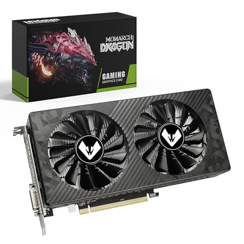 MOUGOL Placa de Vídeo AMD Radeon RX580, 8GB 2048SP GDDR5 256 bits, GPU para jogos de PC com HDMI DP DVI PCI Express x 16 3.0 placa de vídeo para com ventiladores duplos (Padrão preto)
