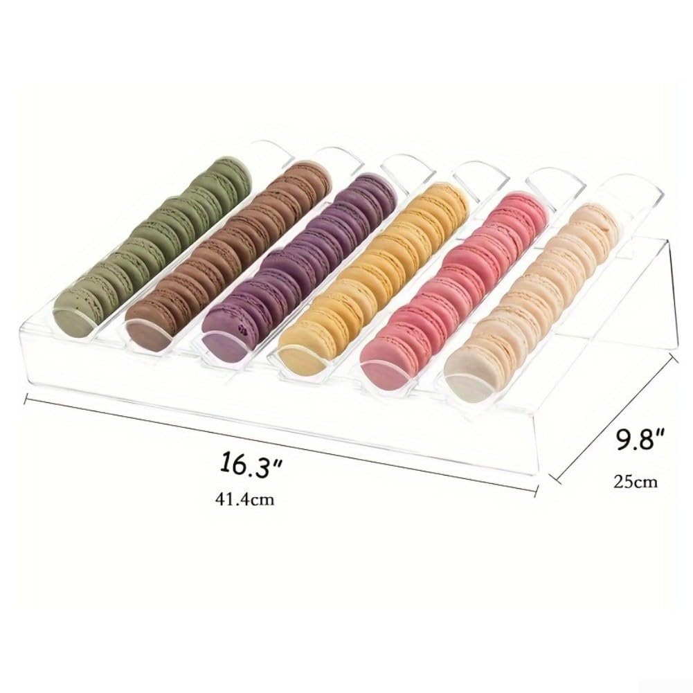 Présentoir à macarons en acrylique pour une utilisation répétée dans les boulangeries et les événements (6 bacs)