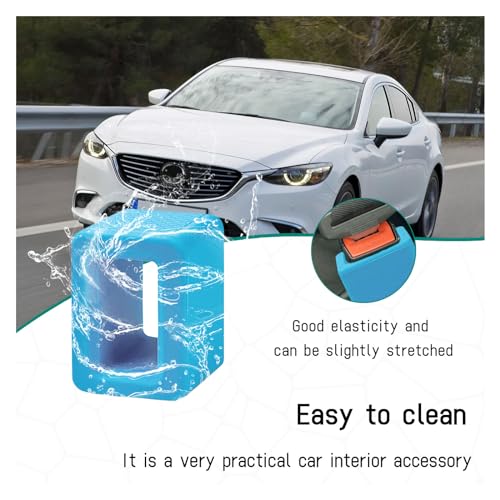 Image of Augeny 2PCS Seat Belt Buckle Holder, Silicone Auto Rear Seatbelt Buckle Booster to Makes Receptacle Stand Upright for Easy Access, Universal Vehicle Seatbelt Buckle for Kids (Blue)