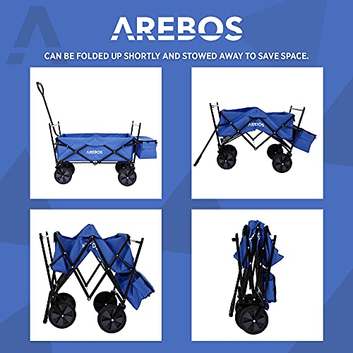 Arebos Opvouwbare Bolderkar met Dak | Transportkar | 2x Netvakken en 1x Buitenvak | Opvouwbaar | draagvermogen tot 70 kg… - Afbeelding 6