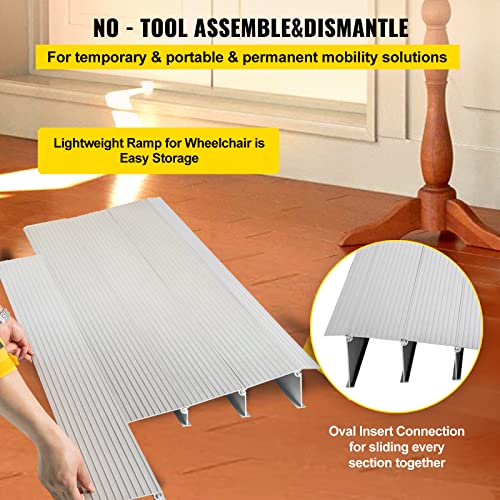 Vevor Door Threshold Ramp, 4" Rise Door Ramp For Wheelchairs, Aluminum Threshold Ramp For Doorways Rated 800 Lbs Load Capacity, Adjustable Threshold Ramp For Wheelchairs, Scooters, And Power Chairs #TOP5