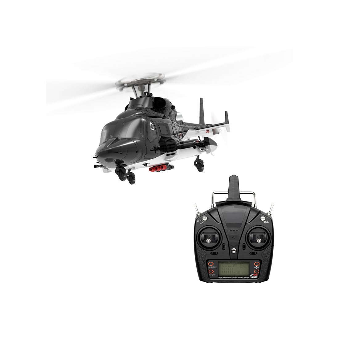 F02-V - Elicottero radiocomandato per esterni con motore senza spazzole, 6CH 6G/3D Gyro per adulti, scala 1/34 con luce LED, portata 120 m