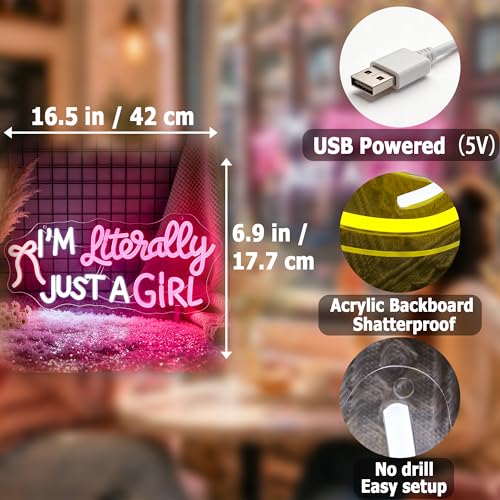 Image of I'm Literally Just A Girl Neon Sign for Wall Decor Light Up Sign Led Signs for Room Party Home Wall Decor USB Powered