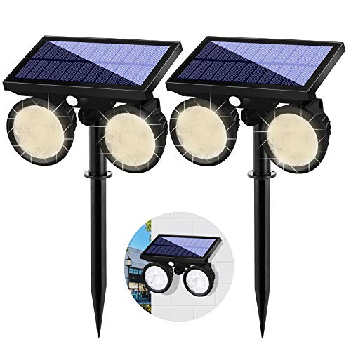 Preisvergleich Produktbild KEENZO Solarleuchte mit Bewegungsmelder für Außen, 24 LEDs Bewegung Solarlicht, Solarbetriebene Sicherheitswandleuchte, Sensorkopf, Wasserdicht, Hitzebeständig, f.Garten, Auffahrt, Pfad (2STK.)