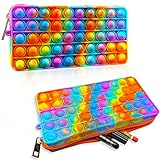 Pop Bubble Pencil Case, Pencil Box Sensory Silicone Toy, Stationery Storage Bag Decompression Pen Case for Kids, Office Stationery Organizer, Anti-Anxiety Toy for Kids and Adult (Colorful pencil case)