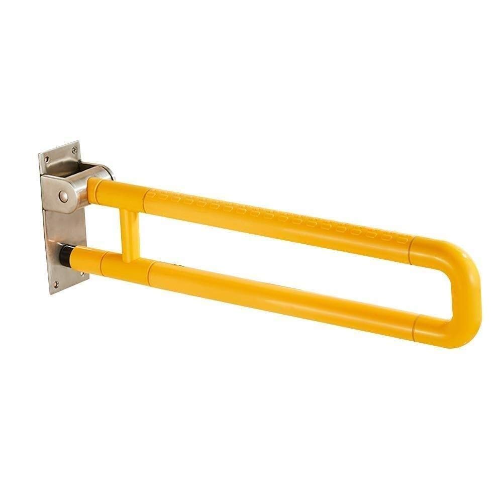 Maniglia per disabili, per la sicurezza del bagno di casa, per disabili, per anziani e disabili, barra in acciaio inox, maniglia di supporto per bagno, colore giallo con gamba, 60 cm