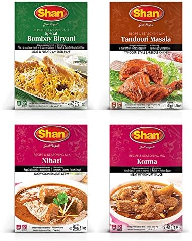 Shan Korma Masala Nihari Masala Special Bombay Biryani Masala Tandoori Masala Combo, Variety Pack - 1 Count