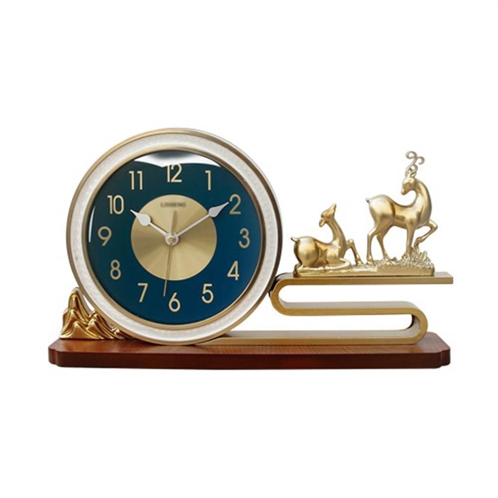 QINGGANG-0224 Mantel Clock Silent Table Clock Living Room Chinese Ornament Metal Desk Office Study Decorative