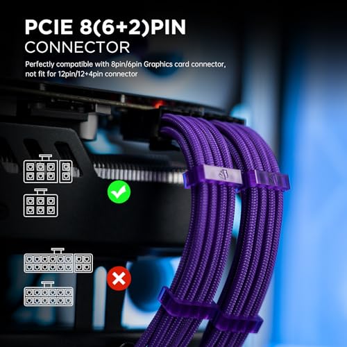 Image of ASIAHORSE 16AWG PSU Extension Power Cords, Customized Power Supply Mod Sleeve Extension, ATX /EPS /8-pin PCI-E /6-pin PCI-E for PSU