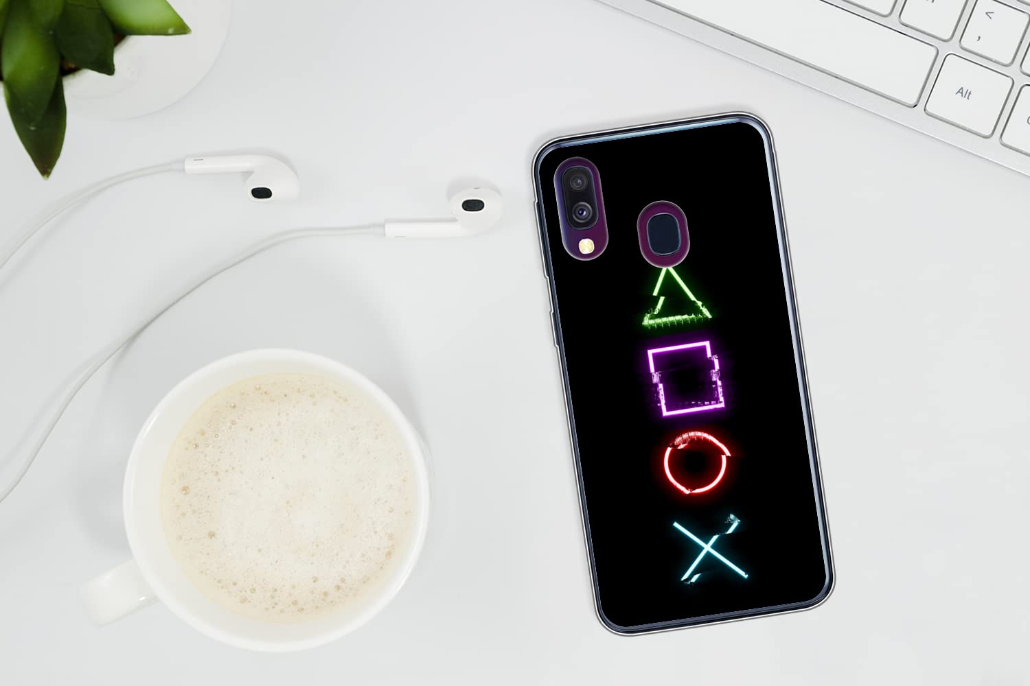 Funda para Samsung Galaxy A40 - Juego - Mando - Neón - Funda de Silicona/Funda Blanda para teléfono móvil