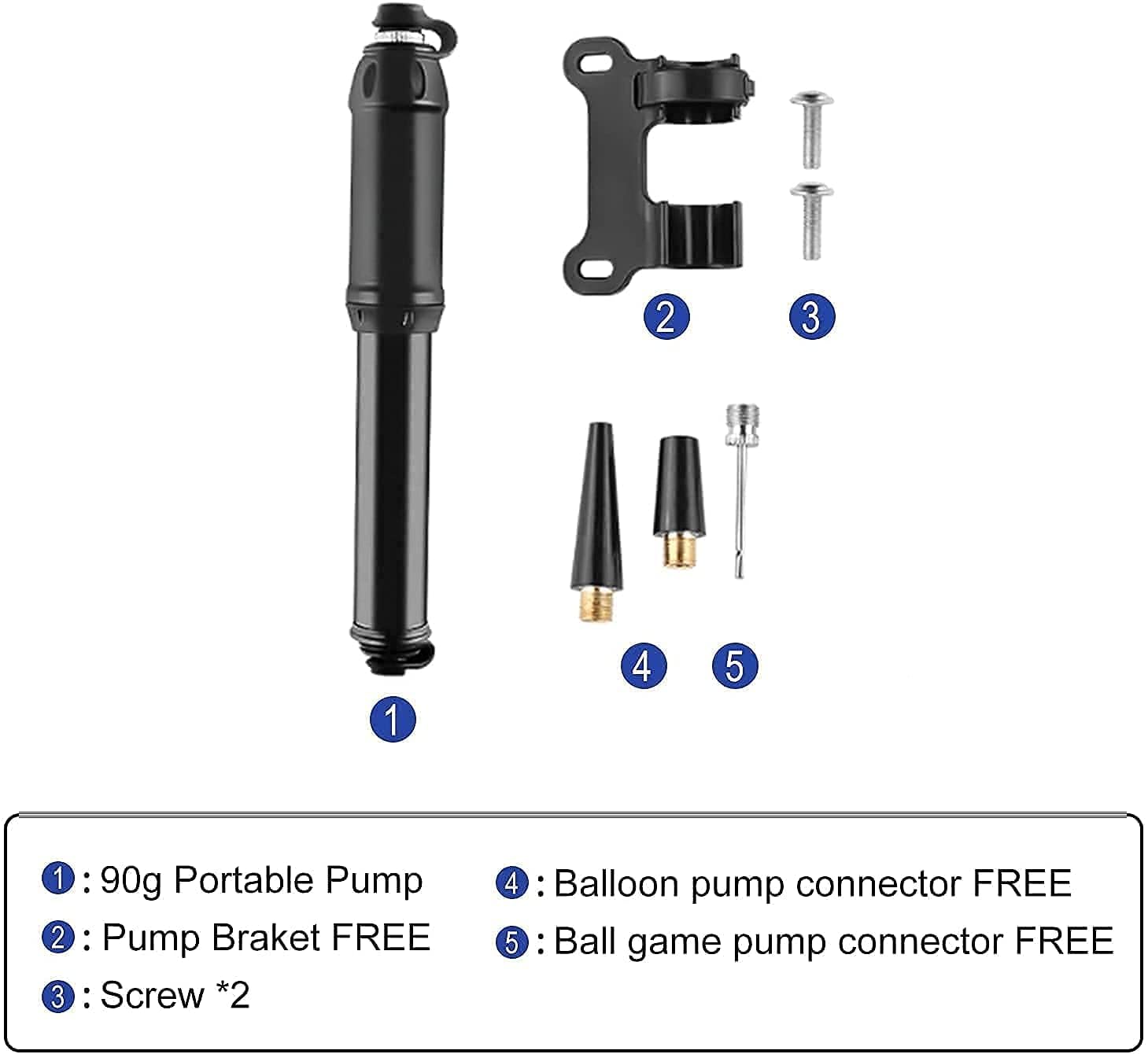 HillMiles Pompa da Bicicletta con Valvole Presta e Schrader, Pompa Pneumatica Portatile da 100 PSI Per Bicicletta Universale ad Alta Pressione con Ago a Sfera Accessori
