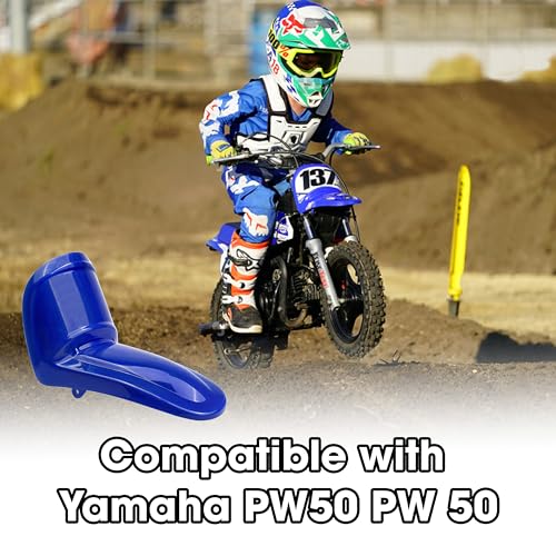 Image of Motorcycle Front Mudguard Plastics Compatible with Yamaha PW50 PW 50, Direct Fairing Replacement Parts Kit for PW50 (Blue)