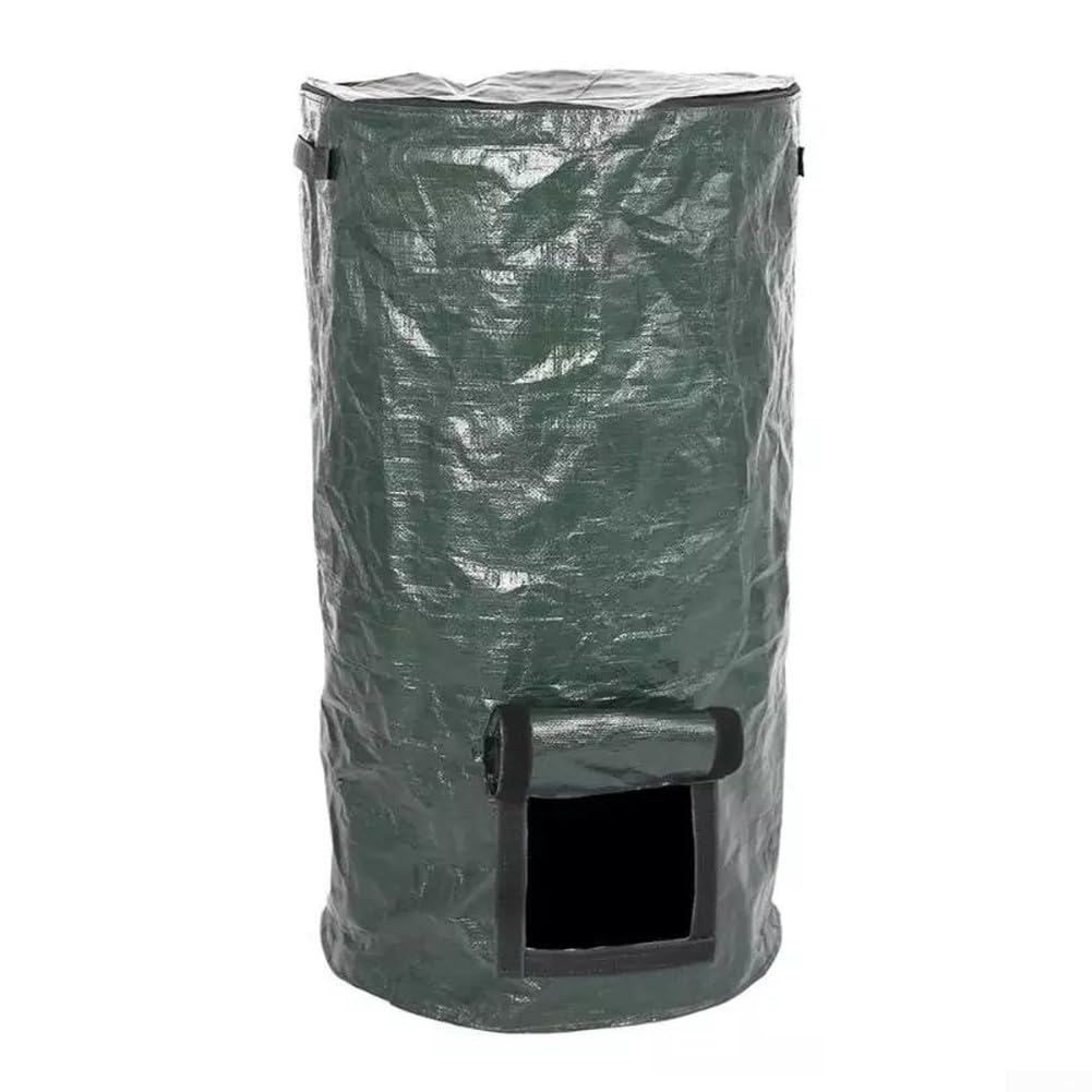 HpLive Garden compost bin with lid, reusable waste disposal bag for outdoor use, organic waste bin for kitchen and garden waste (green 45 x 80 cm)