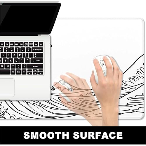 Image of Printed Gaming Mousepad - Premium Stitched Edges, Smooth Surface,Size 11x23 inches, Non-Slip Rubber Base - Ideal for Office & Gaming Setup (Art Kanagawa Surfing)