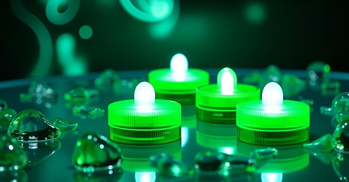 Afoosoo Green 50Pcs Underwater Led Light Flameless Led Candle Battery Operated Tealight Submersible Decorative Lights For Wedding Party Event Light Aquarium Light Christmas Halloween Light (Green)