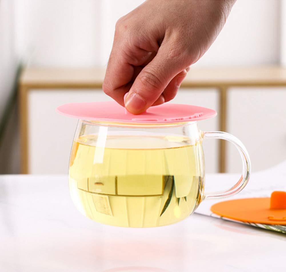 Stylé Et Fun Couvercles De Tasse En Silicone Anti-poussière - Lot De 6 - Design Mignon Pour Mug, Verre Et Gobelet Pot De Yaourt En Verre Avec Couvercle
