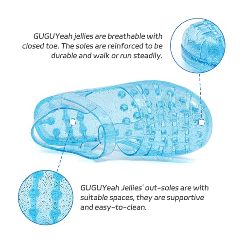 Image of GUGUYeah Jelly Sandals for Girls,Closed Toe Princess Costume Summer Dress Shoes Fisherman Gladiator Water Beach Flat Sandals for Toddler /Little Kid /Big Kid