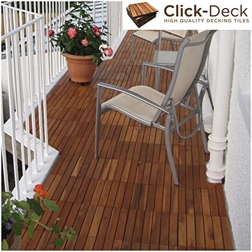 Decking Tiles Hardwood Wooden Interlocking Deck Tile Patio Balcony Roof Garden 30cm x 30cm x 2.5cm Square Hardwood Decking Tile (6)