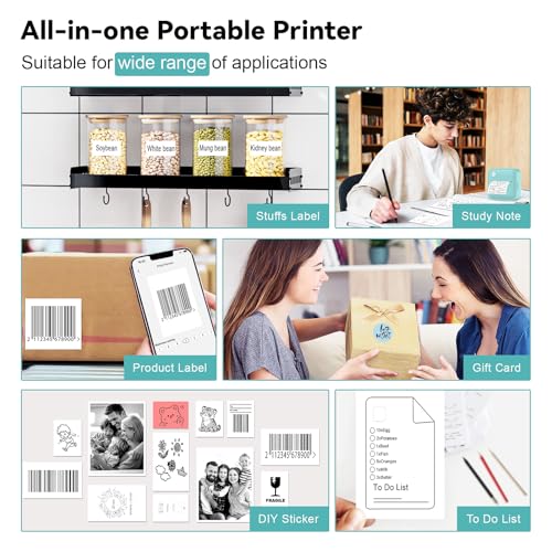 Image of Label Maker Machine with Tape - Bluetooth Thermal Label Printer, Mini Sticker Maker for Home,Office,Organization, Portable Sticker Printer Print Pod for Phones