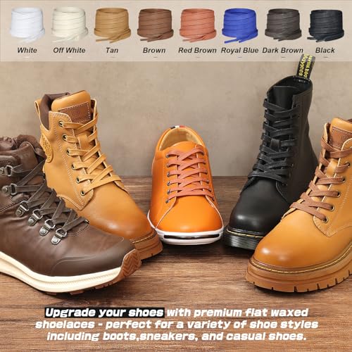 Puzeam B0BZYPF3CL 2 Pairs Flat Waxed Cotton Shoelaces thumb #4