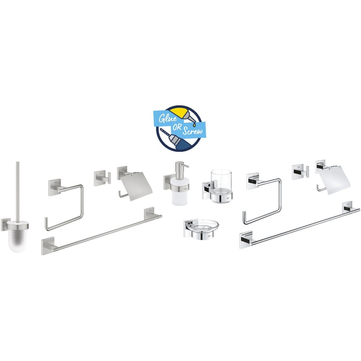 Grohe Start Cube QuickFix - Estantería de ducha, cromo, para pegar (pegamento QuickGlue A2) o atornillar, ref. 41107000