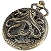 Tiong Vintage Octopus Hollow Quartz Pocket Watch Steampunk Bronze Pocket Watch with Necklace Gift for Men #1