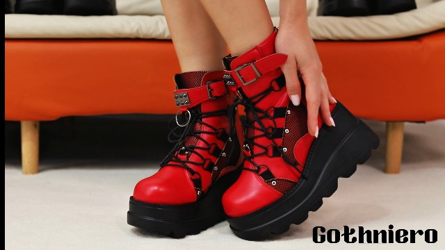 Amazon.com | Gothniero Red Platform Ankle Boots for women Chunky