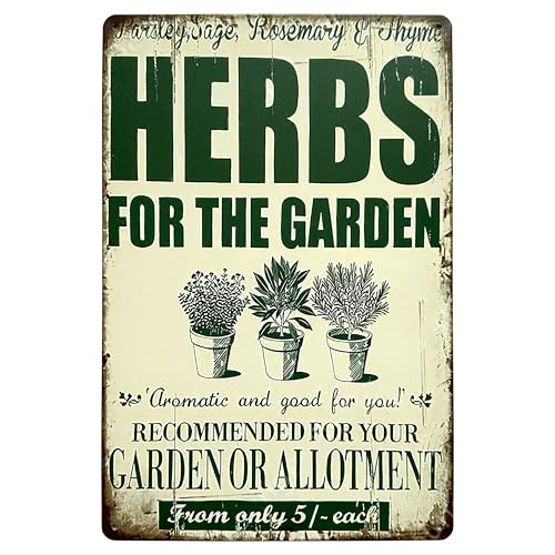 ガーデニング ブリキ看板 20cm×30cm 園芸 観葉植物 ハーブ 草花 プランター サボテン グリーン アメリカン雑貨 アンティーク調 サインプレート バー (タイプA)