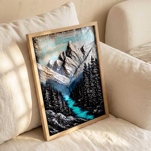Image of kotart Mountain view Wall Art Home Decoration | Aesthetic Floral Paintings With Frame For Living Room Bed Room Hotel Wall Decor Digital Reprint (14X20 inch)