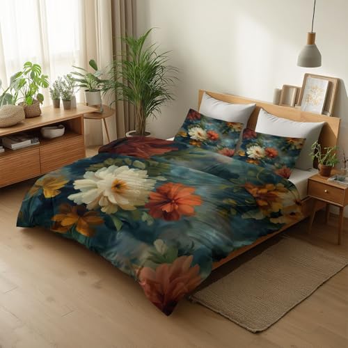 Parure de lit gris vert 200x200 avec housse de couette microfibre