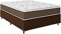 Cama Box Casal Colchão Molas Ensacadas Pillow Top Martino 138x188x63cm Marrom/branco Umaflex - Suporta até 120kg por Pessoa