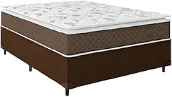 Cama Box Casal Colchão Molas Ensacadas Pillow Top Martino 138x188x63cm Marrom/branco Umaflex - Suporta até 120kg por Pessoa