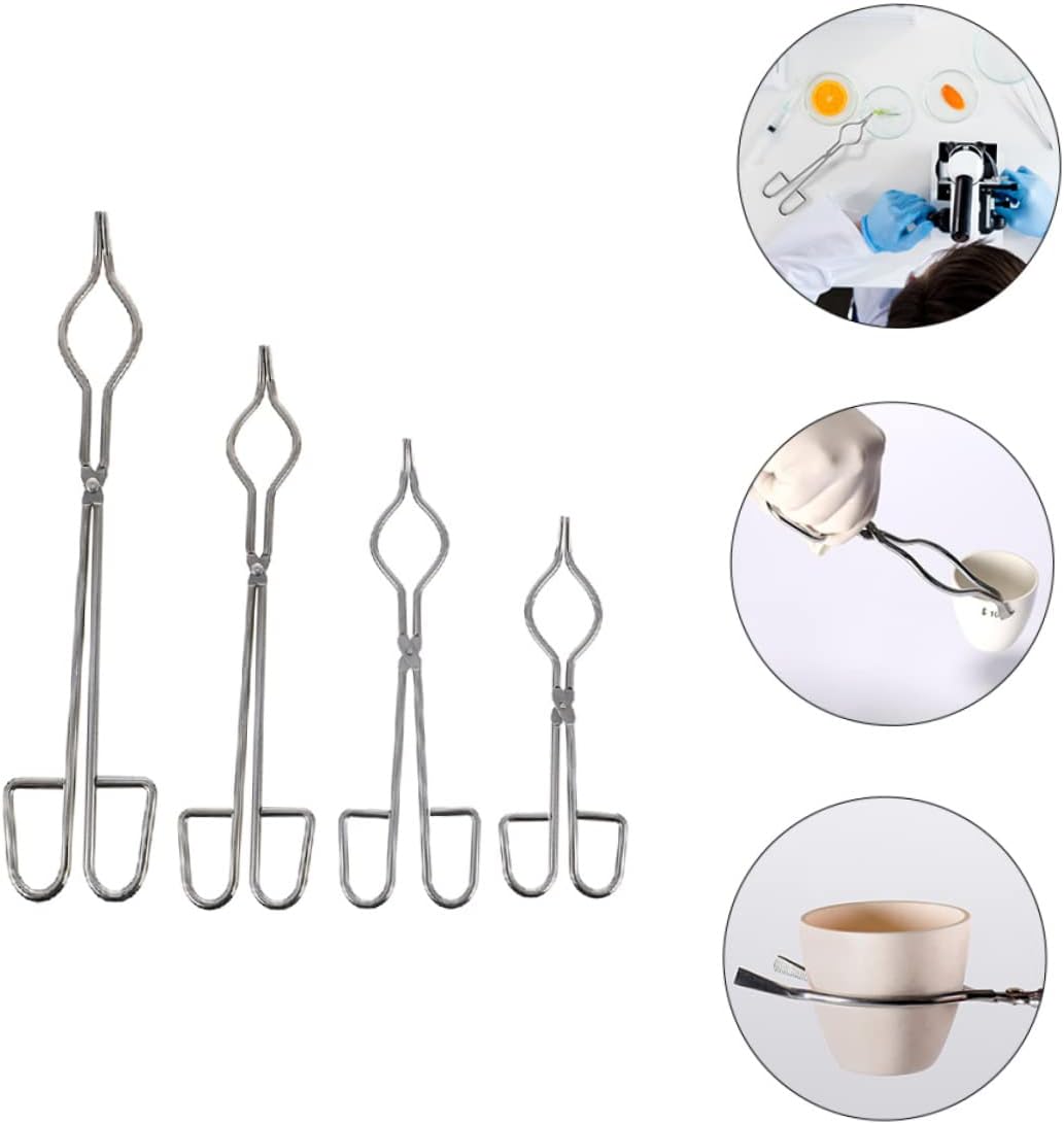 4pcs Stainless Steel Crucible Clamp Clamp for Beaker Test Tube Flask Chemistry Lab Equipment
