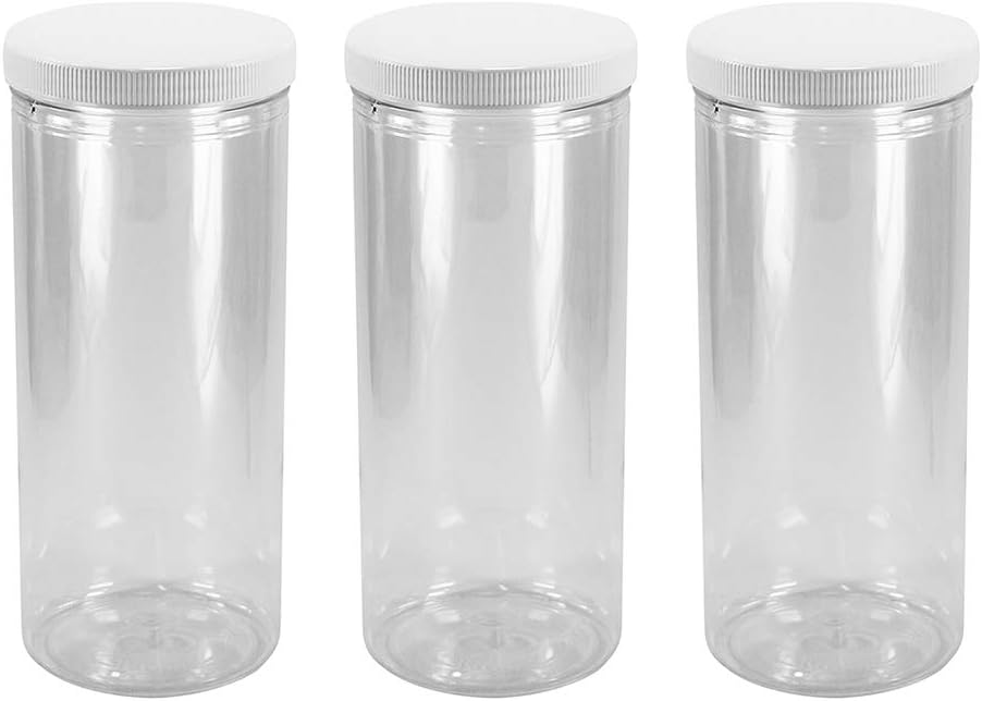 Pinnacle Mercantile(3-Pack) Clear Plastic Storage Containers with Lids 80 ounce Food-Grade Safe, Reusable | Store Herbs, Spices, Pasta, Cereal, Arts & Crafts