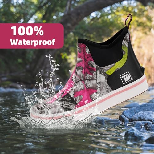 Image of Trudave Deck Boots, Waterproof Rubber Fishing Rain Boots, Anti-slip Short Ankle Shoes for Outdoor Fishing Boating, Size 5-14