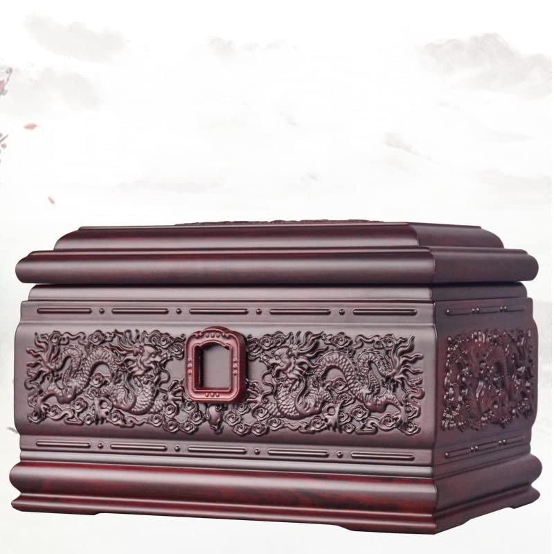 Handmade Wooden Engraved Urn For Human Ashes Cremation Urn For Human Ashes Adult Memorial Urn Funeral Keepsake Urns For Men Women Child Wooden Decorative Urns Box-A 34x24x23cm