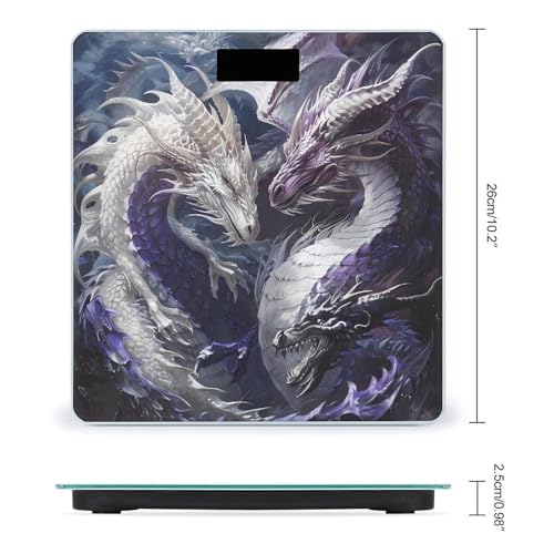 Báscula digital de baño con dragones púrpura y blanco miniatura 2