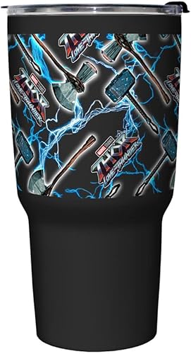 Miniatura 2 de Marvel Mjollnir and Stormbreaker - Taza de viaje aislada de acero inoxidable, 27 onzas, multicolor